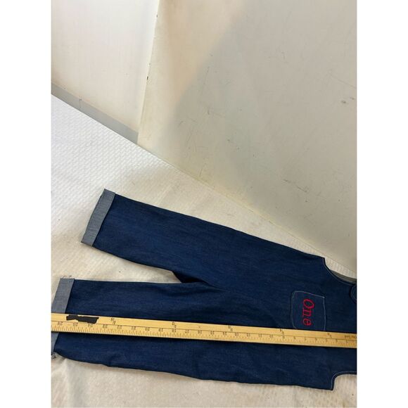 "One" denim Jean overalls "Happy Birthday Photo Outfit" - Picture 7 of 8